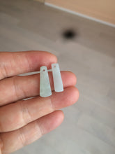 Load image into Gallery viewer, 100% Natural icy watery green Misty rain (烟雨江南) safe and sound dangling jadeite Jade earring C22
