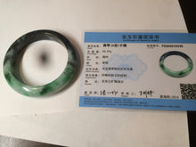 Load image into Gallery viewer, 57.5mm Certified Type A 100% Natural sunny green black Jadeite Jade bangle U98-0440
