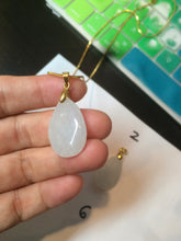 Load image into Gallery viewer, 100% natural icy watery clear white type A jadeite jade water drop pendant necklace group E53
