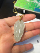 Load image into Gallery viewer, 100% natural icy watery clear white type A jadeite jade leaf/blessed melon  pendant necklace group E54
