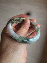 Load image into Gallery viewer, 55mm certified  100% natural dark green/white foggy mountains jadeite jade bangle AD96-0655
