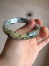 Load image into Gallery viewer, 55mm certified  100% natural dark green/white foggy mountains jadeite jade bangle AD96-0655
