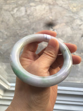 Load image into Gallery viewer, 56mm 100% natural certified sunny green/white/purple round cut jadeite jade bangle R54-4815
