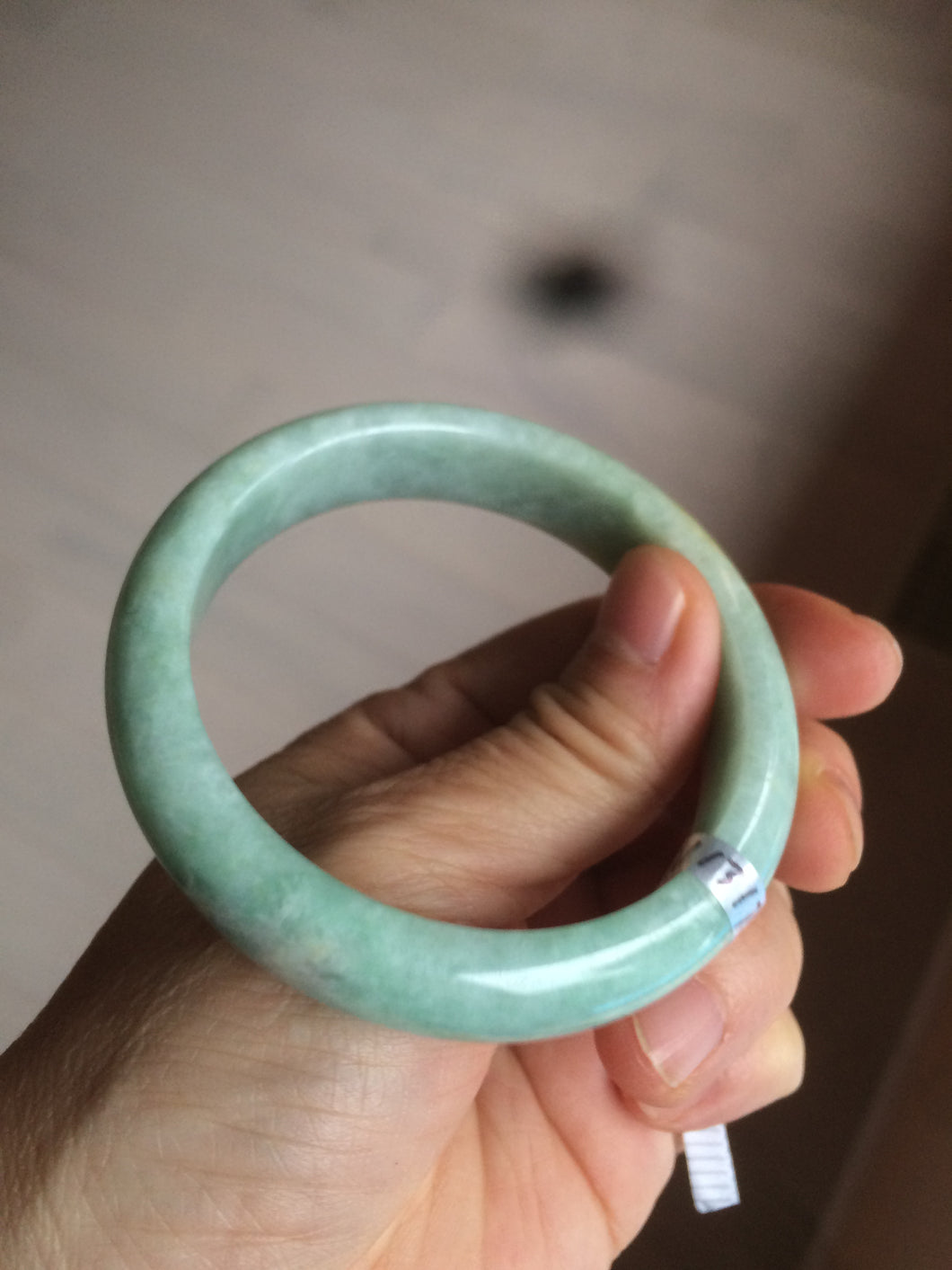 55.8mm Certified type A 100% Natural green yellow Jadeite bangle Y121-2487