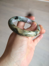 Load image into Gallery viewer, 55mm certified  100% natural dark green/white foggy mountains jadeite jade bangle AD96-0655
