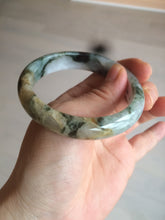 Load image into Gallery viewer, 55mm certified  100% natural dark green/white foggy mountains jadeite jade bangle AD96-0655
