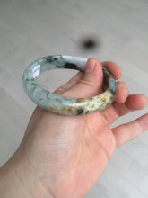 Load image into Gallery viewer, 55mm certified  100% natural dark green/white foggy mountains jadeite jade bangle AD96-0655
