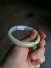 Load image into Gallery viewer, 51.5mm certified 100% natural Type A green/yellow oval jadeite jade bangle e68-8540
