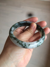 Load image into Gallery viewer, 57.8mm certified  100% natural dark green/white foggy mountains jadeite jade bangle AD94-0654
