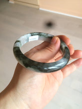 Load image into Gallery viewer, 57.8mm certified  100% natural dark green/white foggy mountains jadeite jade bangle AD94-0654
