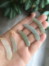 Load image into Gallery viewer, 100% Natural type A light green/white jadeite Jade feather pendant AB Add on item, not sale individually.
