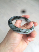 Load image into Gallery viewer, 57.8mm certified  100% natural dark green/white foggy mountains jadeite jade bangle AD94-0654
