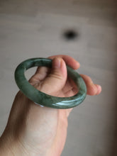 Load image into Gallery viewer, 53.3mm certified Type A 100% Natural watery dark green/black Jadeite Jade bangle C26-1722
