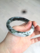 Load image into Gallery viewer, 57.8mm certified  100% natural dark green/white foggy mountains jadeite jade bangle AD94-0654
