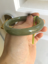 Load image into Gallery viewer, 54.9mm certified 100% Natural dark green/gray super oily nephrite Hetian Jade bangle E49-4748 卖了
