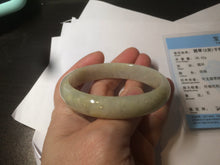 Load image into Gallery viewer, 52mm certified 100% natural Type A green/yellow oval jadeite jade bangle s39-8541
