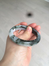 Load image into Gallery viewer, 57.8mm certified  100% natural dark green/white foggy mountains jadeite jade bangle AD94-0654
