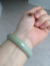 Load image into Gallery viewer, 49.5mm Type A 100% Natural icy light green oval Jadeite Jade bangle L109
