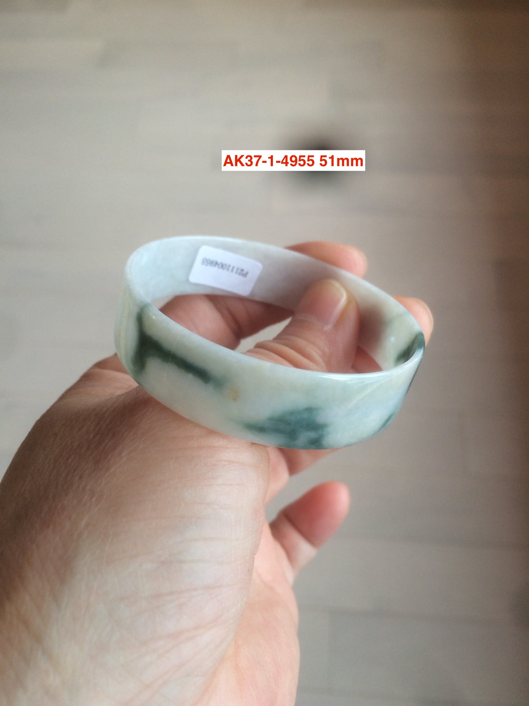 50-51mm certified Type A 100% Natural green/white/yellow oily painting thin/super thin Jadeite Jade bangle Group AK37
