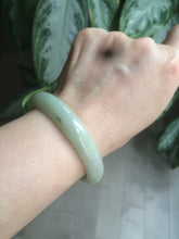 Load image into Gallery viewer, 49.5mm Type A 100% Natural icy light green oval Jadeite Jade bangle L109
