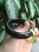 Load image into Gallery viewer, 54mm certified 100% Natural dark green/black nephrite Hetian Jade bangle HT3-4613

