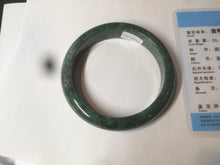 Load image into Gallery viewer, 58mm Certified Type A 100% Natural spinach green/black Jadeite Jade bangle S41-9254
