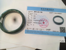 Load image into Gallery viewer, 58mm Certified Type A 100% Natural spinach green/black Jadeite Jade bangle S41-9254
