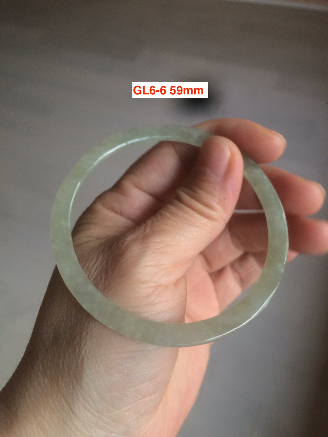 58-60mm Type A 100% Natural icy light green/white/purple flat thin style Jadeite bangle group GL6