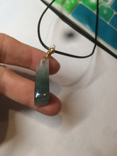 Load image into Gallery viewer, 100% Natural icy watery dark green triangular prism jadeite Jade pendant necklace S43
