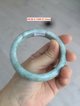 Load image into Gallery viewer, 57.5mm certified Type A 100% Natural green/gray Jadeite Jade bangle (with defects) Group AK36
