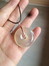 Load image into Gallery viewer, 29/31mm 100% natural icy clear light yellow/white/purple agate safety guardian donut pendant CB23 Add on item
