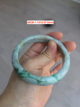 Load image into Gallery viewer, 57.5mm certified Type A 100% Natural green/gray Jadeite Jade bangle (with defects) Group AK36
