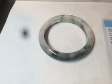 Load image into Gallery viewer, 57.8mm certified  100% natural dark green/white foggy mountains jadeite jade bangle AD94-0654
