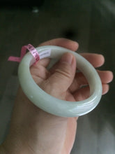 Load image into Gallery viewer, 57.2mm certified Type A 100% Natural light green/white Jadeite Jade bangle  AB21-6215
