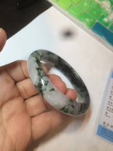 Load image into Gallery viewer, 57.8mm certified  100% natural dark green/white foggy mountains jadeite jade bangle AD94-0654
