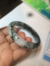 Load image into Gallery viewer, 57.8mm certified  100% natural dark green/white foggy mountains jadeite jade bangle AD94-0654
