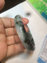 Load image into Gallery viewer, 57.8mm certified  100% natural dark green/white foggy mountains jadeite jade bangle AD94-0654
