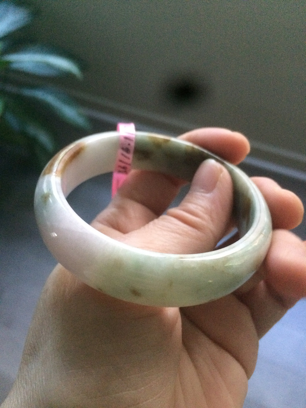 53.6mm 100% natural Type A green/brown/purple jadeite jade bangle L62