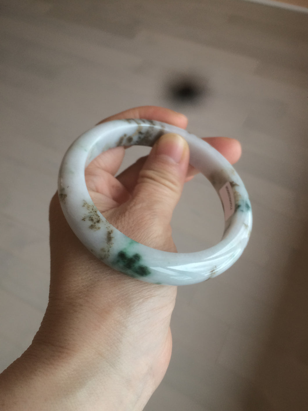 61mm Certified Type A 100% Natural green/brown/white early spring mountain forest series jadeite Jade bangle C69-9958