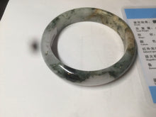 Load image into Gallery viewer, 55mm certified  100% natural dark green/white foggy mountains jadeite jade bangle AD96-0655
