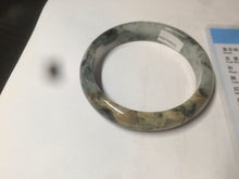 Load image into Gallery viewer, 55mm certified  100% natural dark green/white foggy mountains jadeite jade bangle AD96-0655
