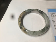 Load image into Gallery viewer, 55mm certified  100% natural dark green/white foggy mountains jadeite jade bangle AD96-0655
