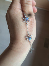 Load image into Gallery viewer, 4.8mm 100% natural blue/white/gray moonstone snowflake beaded bracelet CB24
