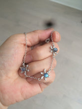 Load image into Gallery viewer, 4.8mm 100% natural blue/white/gray moonstone snowflake beaded bracelet CB24
