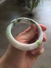 Load image into Gallery viewer, 55.6mm 100% natural Type A sunny green/white/purple jadeite jade bangle L116-4934
