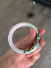 Load image into Gallery viewer, 55.6mm 100% natural Type A sunny green/white/purple jadeite jade bangle L116-4934
