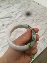 Load image into Gallery viewer, 55.6mm 100% natural Type A sunny green/white/purple jadeite jade bangle L116-4934
