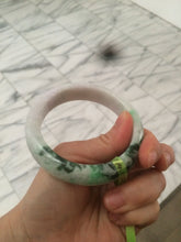 Load image into Gallery viewer, 55.6mm 100% natural Type A sunny green/white/purple jadeite jade bangle L116-4934
