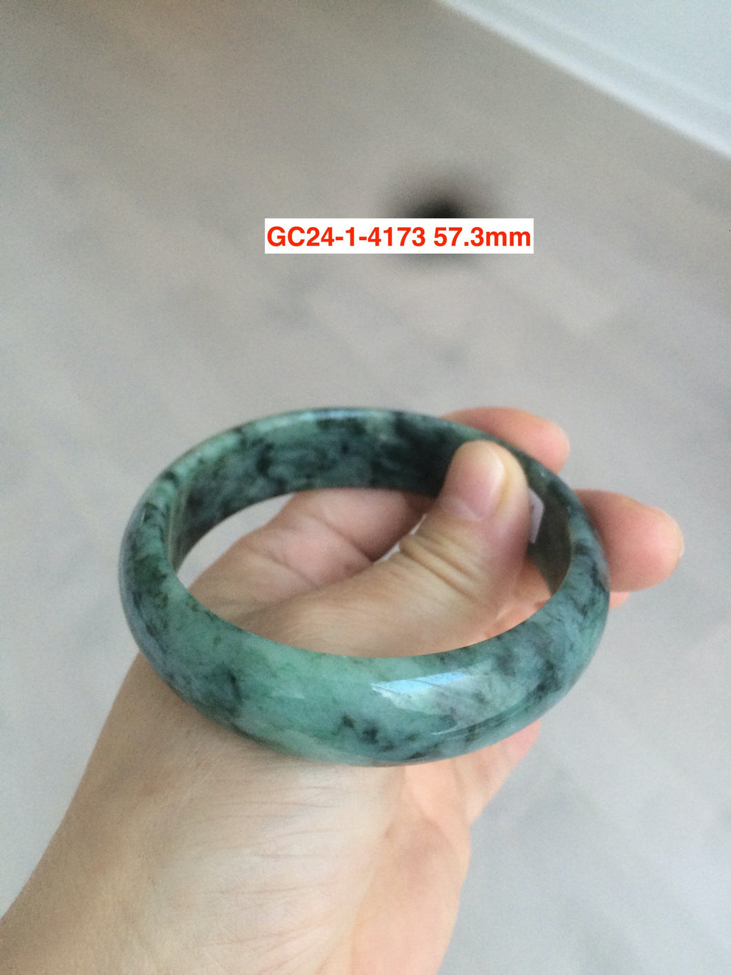 52-60mm certified Type A 100% Natural green gray black Jadeite Jade bangle GC24 (add on item)