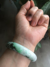 Load image into Gallery viewer, 55.6mm 100% natural Type A sunny green/white/purple jadeite jade bangle L116-4934
